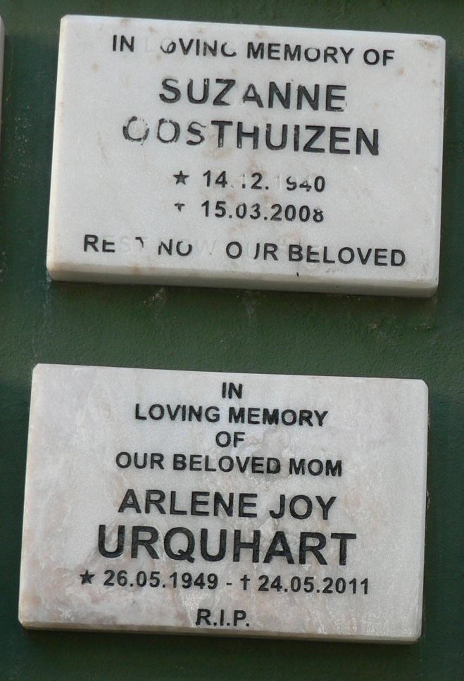 OOSTHUIZEN Suzanne 1940-2008 :: URQUHART Arlene Joy 1949-2011