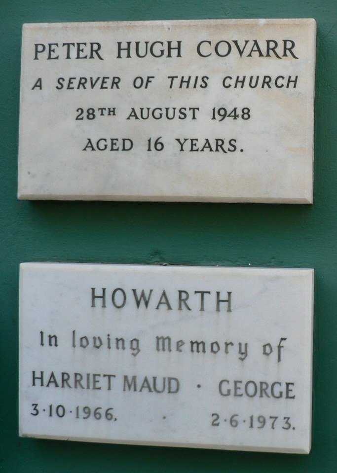 COVARR Peter Hugh -1948 :: HOWARTH George-1973 &amp; Harriet Maud -1966