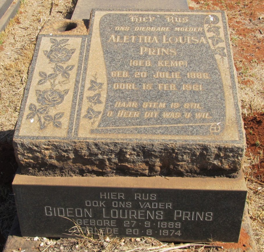 PRINS Aletta Louisa nee KEMP 1886-1961