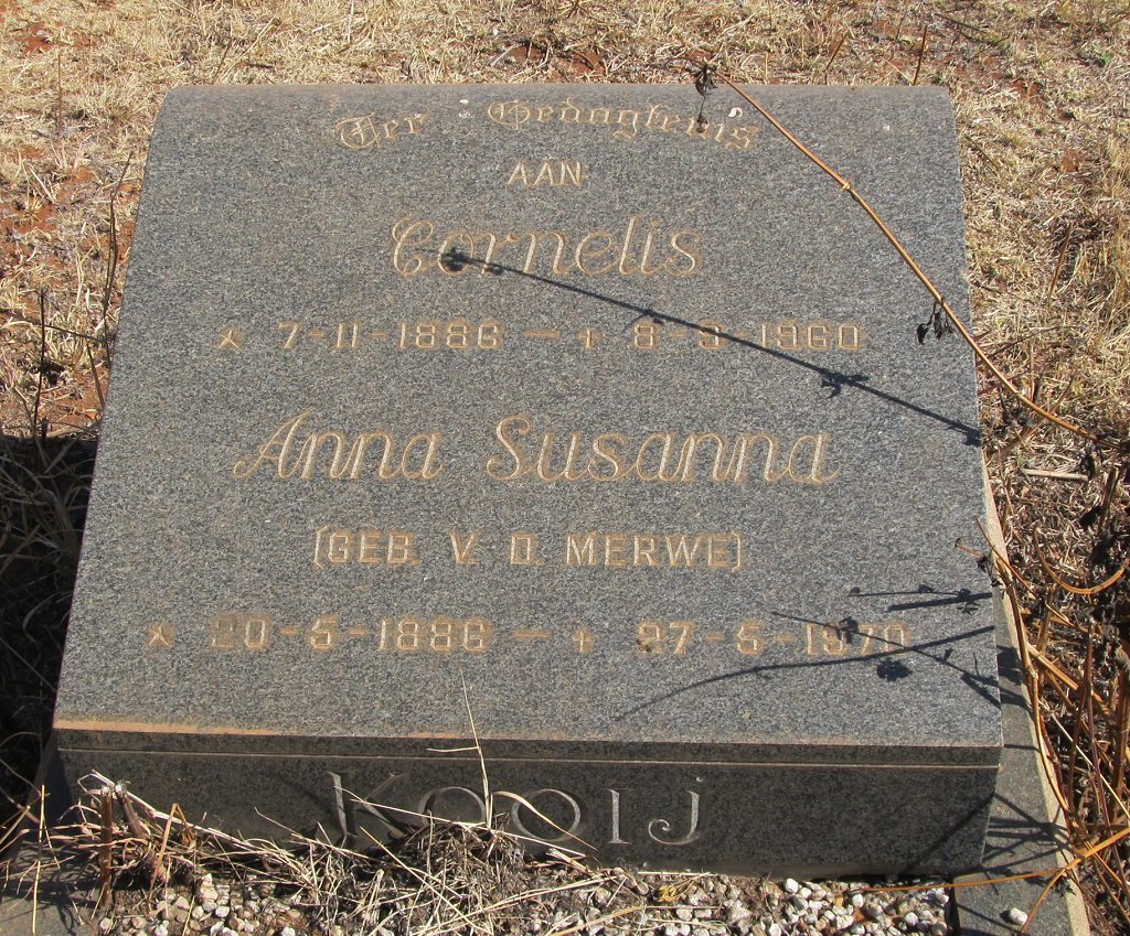 KOOIJ Cornelis 1888-1960 &amp; Anna Susanna V.D. MERWE 1886-1970