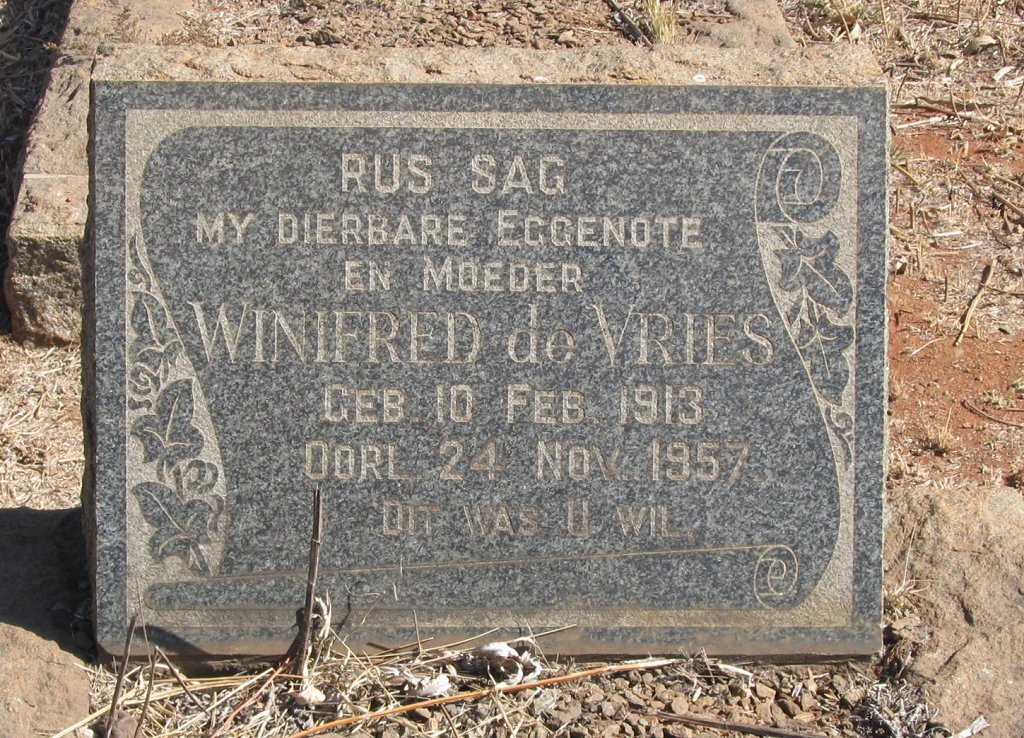 VRIES Winifred, de 1913-1957