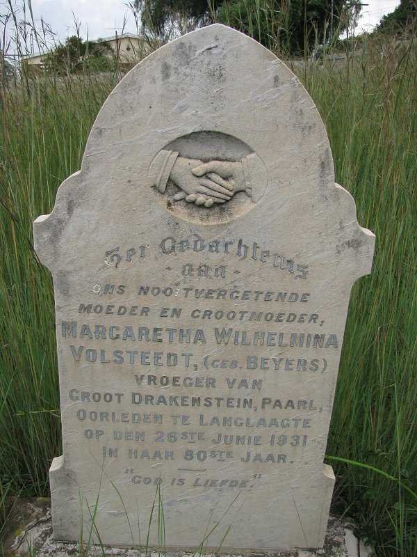 VOLSTEEDT Margaretha Wilhelmina nee BEYERS -1931