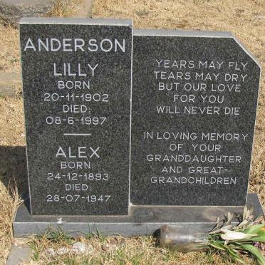 ANDERSON Alex 1893-1947 &amp; Lilly 1902-1997