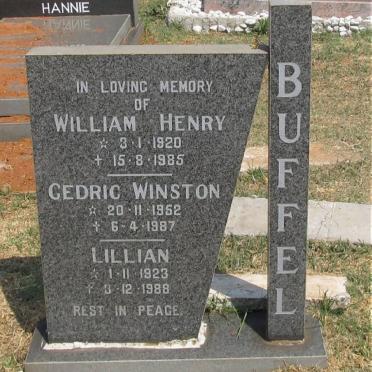 BUFFEL Willian Henry 1920-1985 :: BUFFEL Cedric Winston 1952-1987 :: BUFFEL Lillian1923-1988