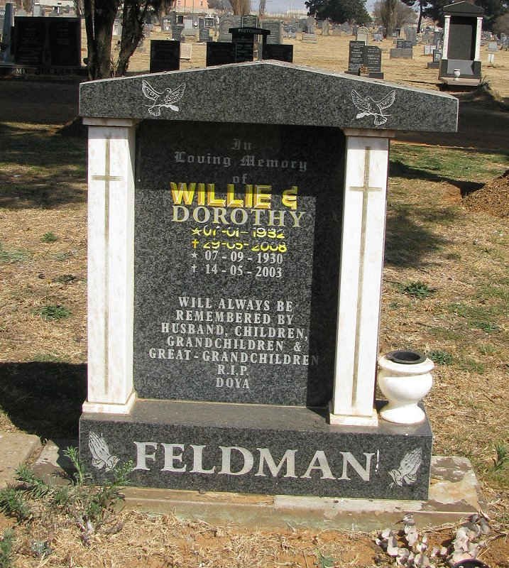 FELDMAN Willie 1932-2008 &amp; Dorothy 1930-2003