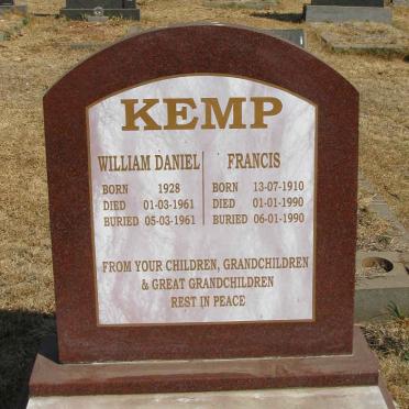 KEMP William Daniel 1928-1961 ::  KEMP Francis  1910-1990