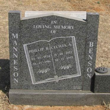 MANNESON Phillip R.1924-1986 :: BENSON Cecilia A. 1952-1992