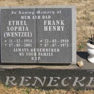 RENECKE Frank Henry 1910-1973 &amp; Ethel Sophia WENTZEL 1913-2001