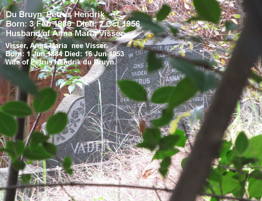 BRUYN Petrus Hendrik, du 1880-1956 &amp; Anna Maria VISSER 1884-1953