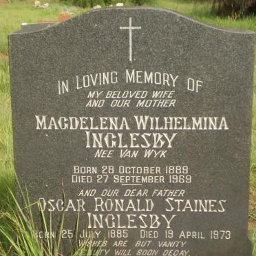 INGELSBY Oscar Ronald Staines 1885-1973 &amp; Magdelena Wilhelmina VAN WYK  1889-1969