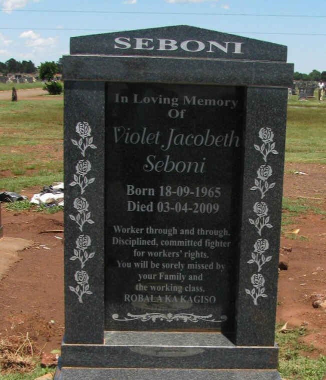 SEBONI Violet Jacobeth 1965-2009