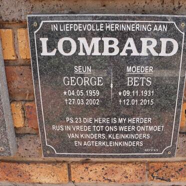 LOMBARD Bets 1931-2015 :: LOMBARD George 1959-2002