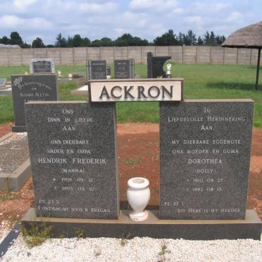 ACKRON Hendrik Frederik 1908-1995 &amp; Dorothea 1910-1982