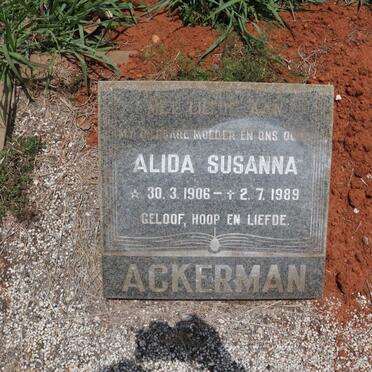 ACKERMAN Alida Susanna 1906-1989