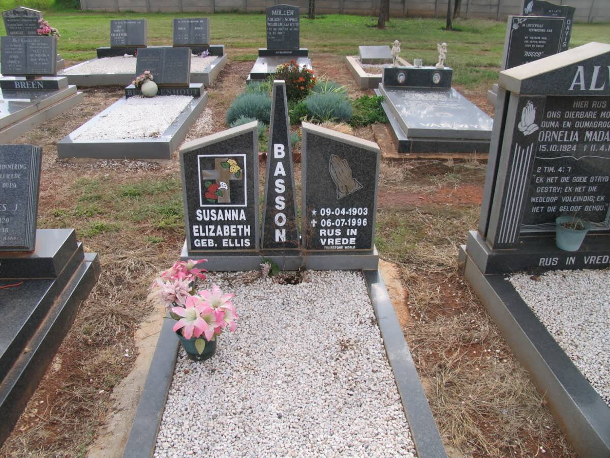 BASSON Susanna Elizabeth nee ELLIS 1903-1996