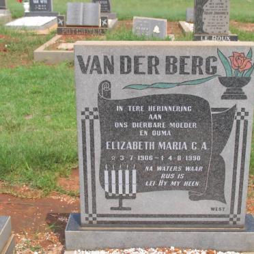 BERG Elizabeth Maria C.A., van der 1906-1990