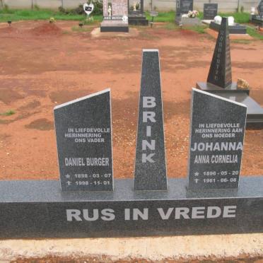 BRINK Daniel Burger 1898-1998 Johanna Anna Cornelia 1896-1961