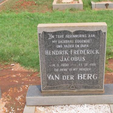 BERG Hendrik Frederick Jacobus, van der 1900-1981