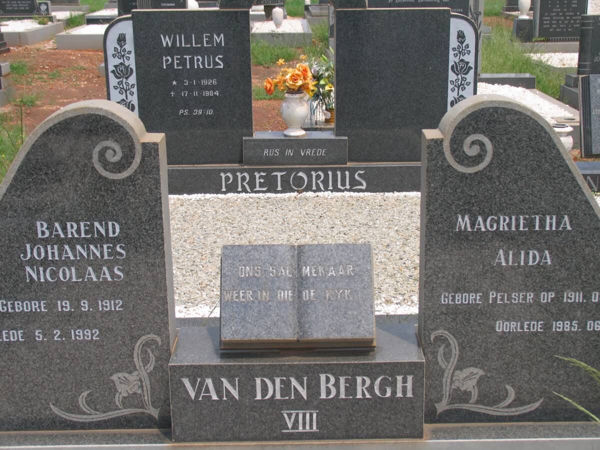 BERG Barend Johannes Nicolaas, van den 1912-1992 &amp; Magrietha Alida PELSER 1911-1985