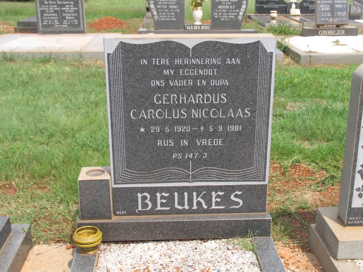 BEUKES Gerhardus Carolus Nicolaas 1920-1981