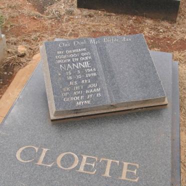 CLOETE Nannie 1944-1998