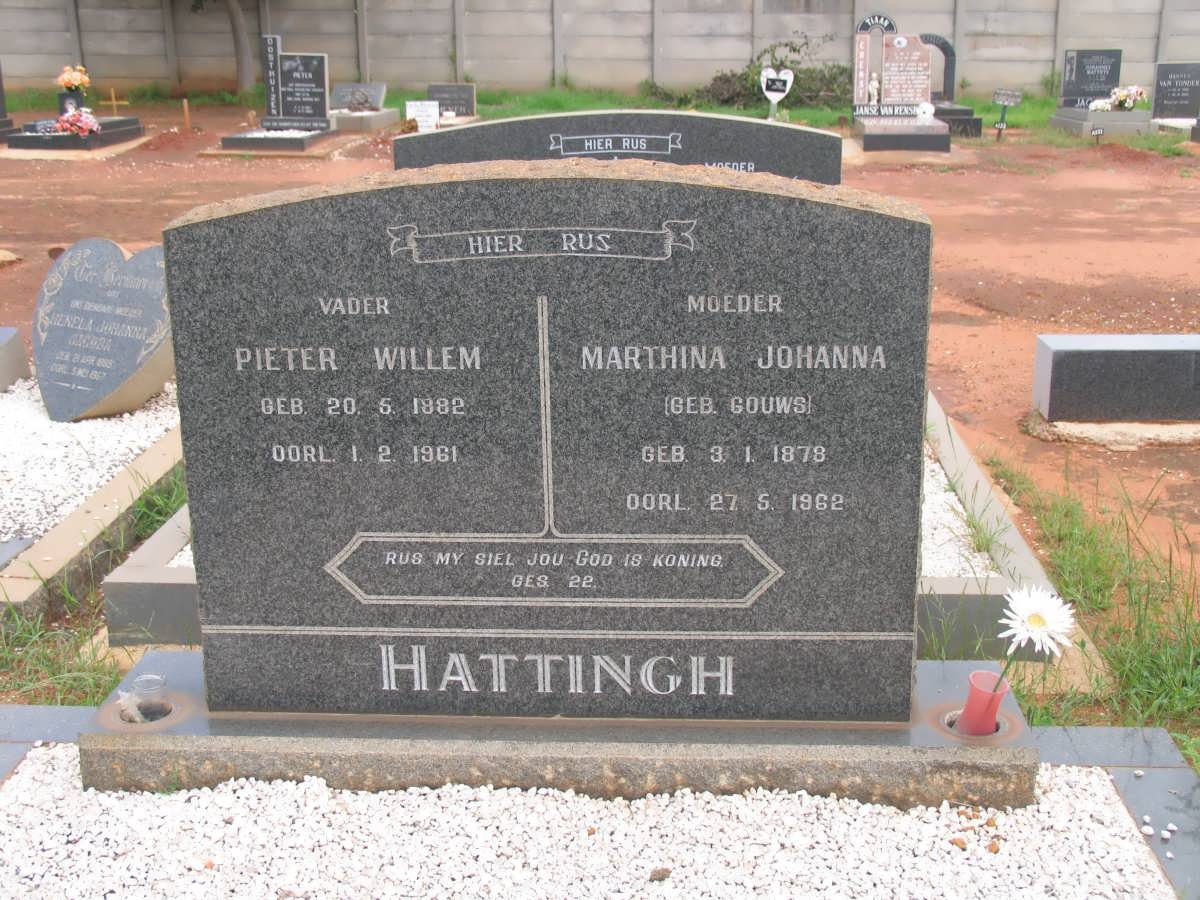 HATTINGH Pieter Willem 1882-1961 &amp; Marthina Johanna GOUWS 1878-1962