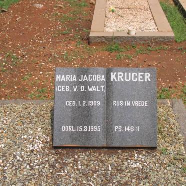KRUGER Maria Jacoba nee V.D. WALT 1909-1995
