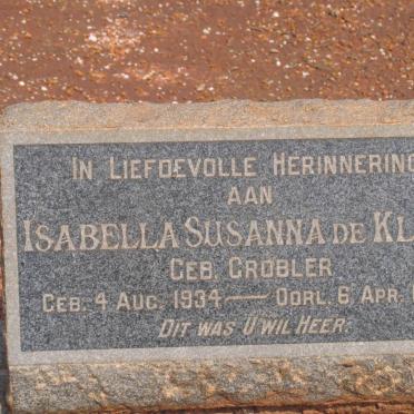 KLERK Isabella Susanna, de nee GROBLER 1934-1953