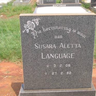 LANGUAGE Susara Aletta 1908-1982
