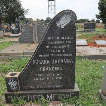 MERWE Susara Johanna Francina, van der 1929-2006