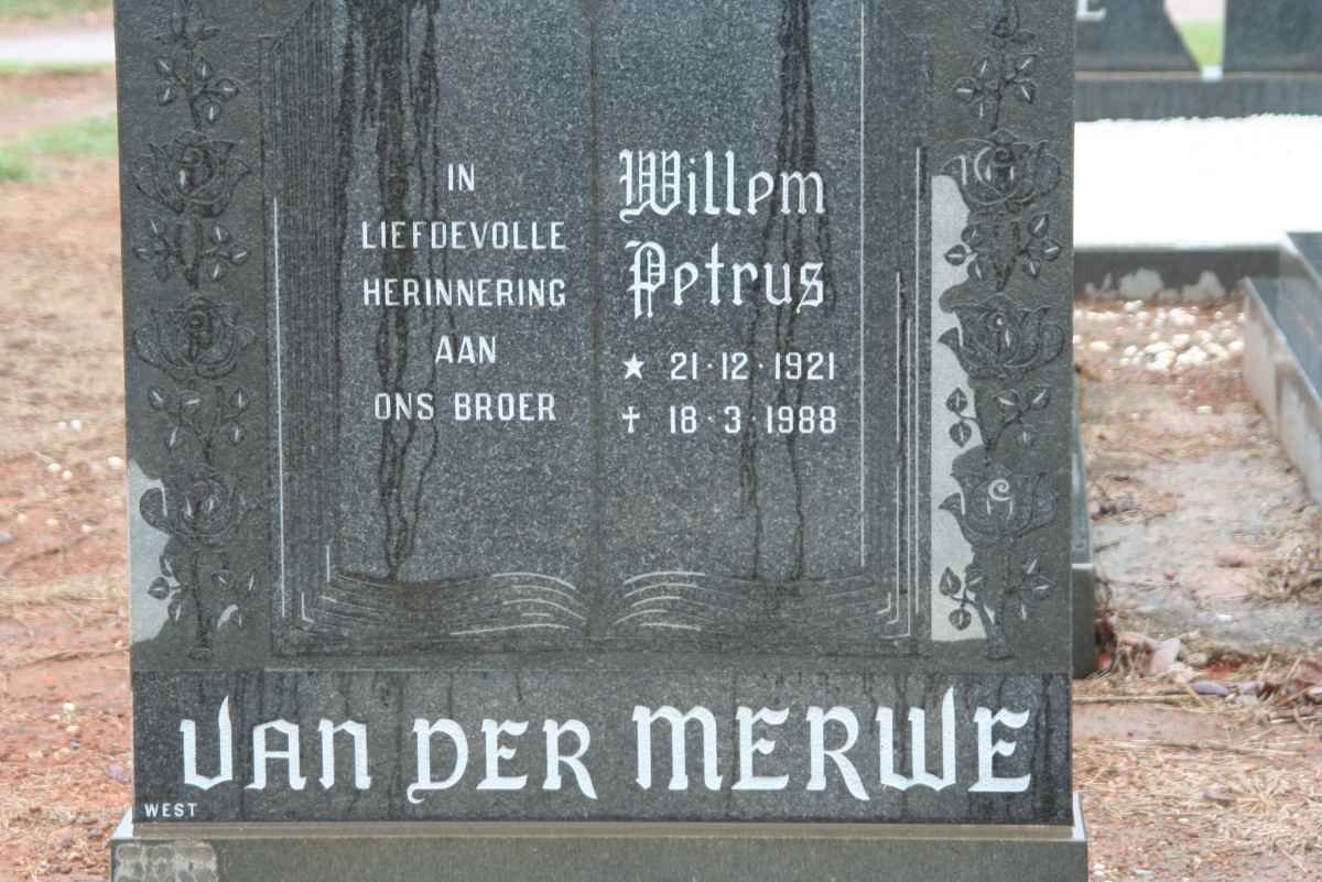 MERWE Willem Petrus, van der 1921-1988