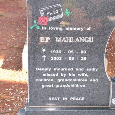 MAHLANGU B.P. 1936-2003