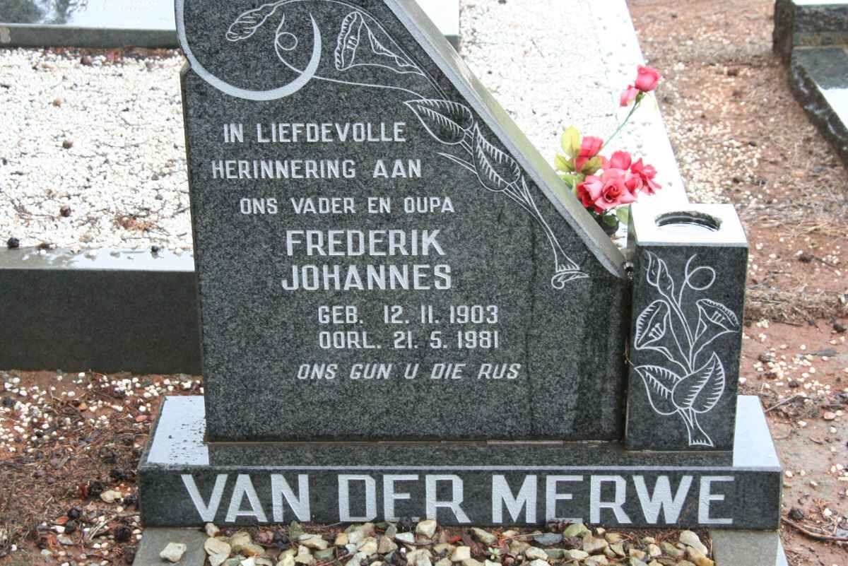 MERWE Frederik Johannes, van der 1903-1981