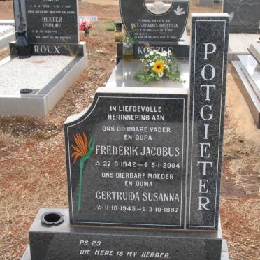 POTGIETER Frederik Jacobus 1942-2004 &amp; Gertruida Susanna 1945-1997