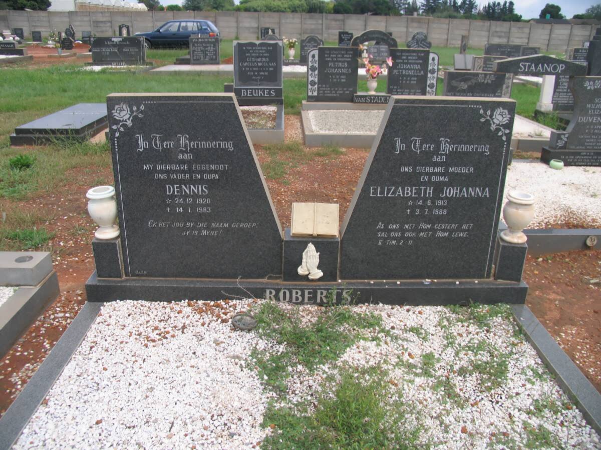 ROBERTS Dennis 1920-1983 &amp; Elizabeth Johanna 1913-1988