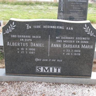 SMIT Albertus Daniel 1906-1987 &amp; Anna Barbara Maria 1906-1978