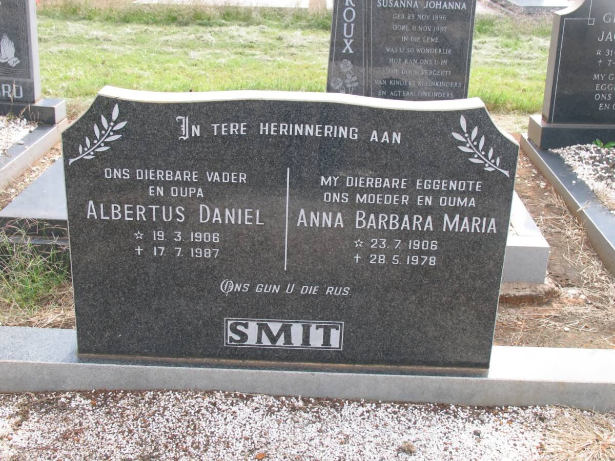 SMIT Albertus Daniel 1906-1987 &amp; Anna Barbara Maria 1906-1978