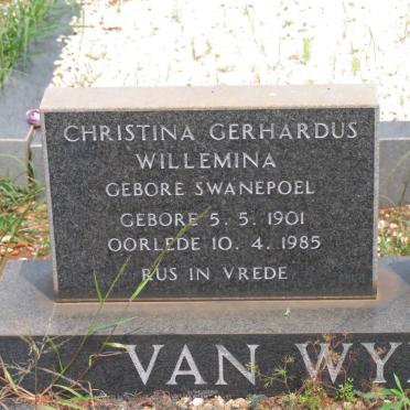 WYK Christina Gerhardus Willemina, van nee SWANEPOEL 1901-1985