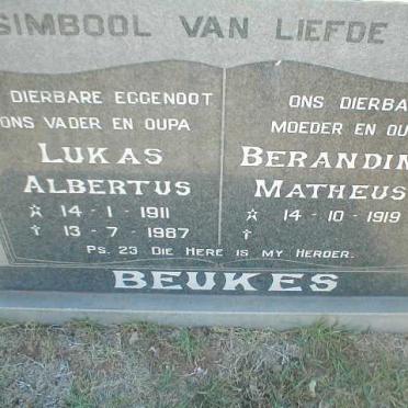 BEUKES Lukas Albertus 1911-1987 &amp; Berandina Matheus 1919-