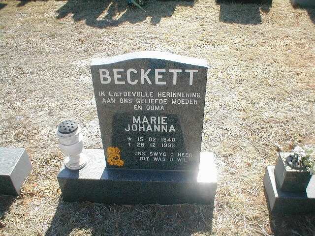 BECKETT Marie Johanna 1940 -1996