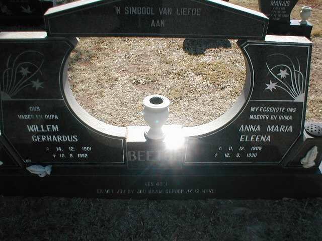 BEETGE Willem Gerhardus 1901-1992 &amp; Anna Maria Eleena 1905-1990