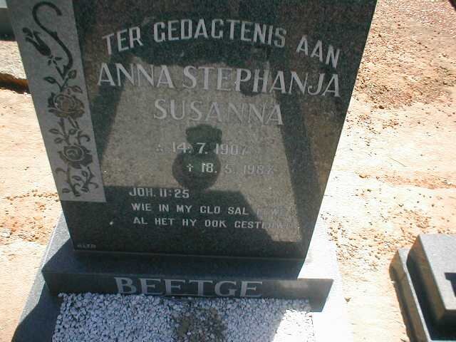 BEETGE Anna Stephanja Susanna 1907-1987
