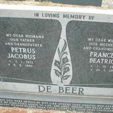 BEER Petrus Jacobus, de 1922-1985 &amp; Frances Beatrice 1930-2000