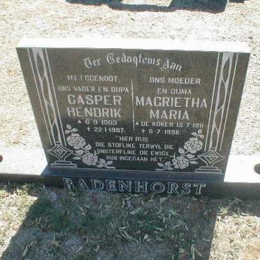 BADENHORST Casper Hendrik 1903-1987 &amp; Magrietha Maria 1911-1996