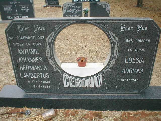CERONIO Antonio Johannes Hermanus Lambertus 1928-1985 &amp; Loesia Adriana 1937-