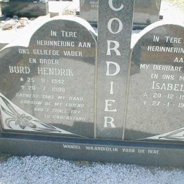 CORDIER Burd Hendrik 1942-1990 &amp; Isabel E. 1952-1988