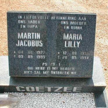 COETZEE Martin Jacobus 1927-1995 &amp; Maria Lilly 1933-1994