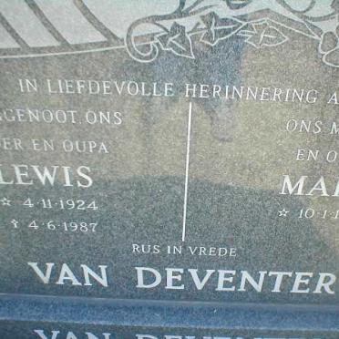 DEVENTER Lewis, van 1924 - 1987 &amp; Mary 1917 -