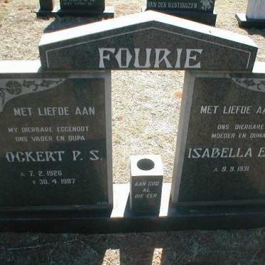 FOURIE Ockert P.S. 1926-1987 &amp; Isabella E.M. 1931-