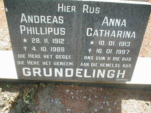 GRUNDELINGH Andreas Philippus 1912-1988 &amp; Anna Catharina 1913-1997